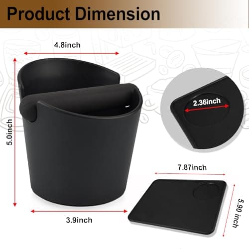 HOMEE Durable 4.8 Inch Coffee Knock Box with Tamper Mat