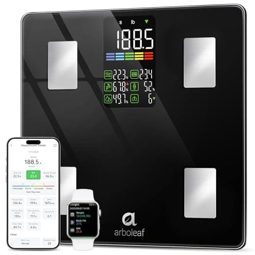 Arboleaf Smart Scale with BMI, Body Fat, Muscle Mass, Large LED Display, 500lbs
