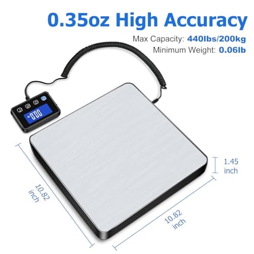 High-Accurate 440 lbs Digital Postal Scale with Hold/Tare, Battery Included, Perfect for Small Business, Packages, Lugga