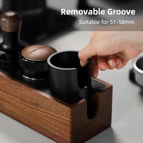 CH5529-OS Walnut Espresso Tamping Station with Magnetic Drawer for 51mm, 54mm, 8mm Tamper Accessories