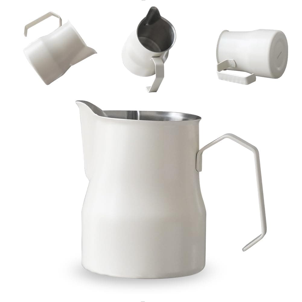 WatchGet 15oz Stainless Steel Milk Frothing Pitcher, White