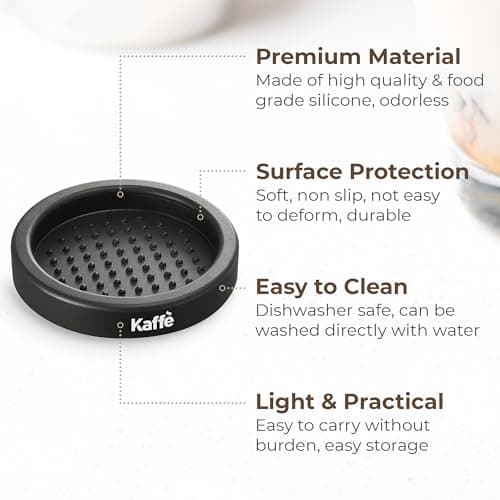 Kaffe 54mm Spring Loaded Tamper and Tamping Mat - Waterproof, Food Safe Silicone, Anti-Slip Coffee Tamper and Mat for Home Use
