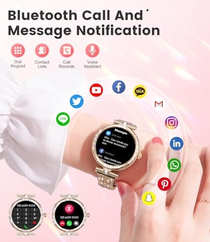 LIGE Women's Diamond Smartwatch with AMOLED Display & Fitness Tracking
