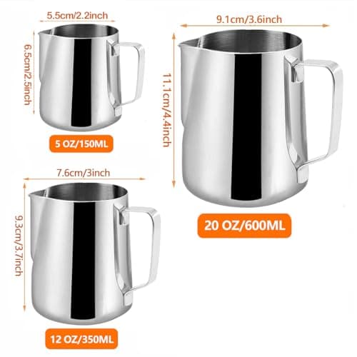 Stainless Steel Milk Frothing Pitcher for Espresso Machines (Silver, 5 OZ)