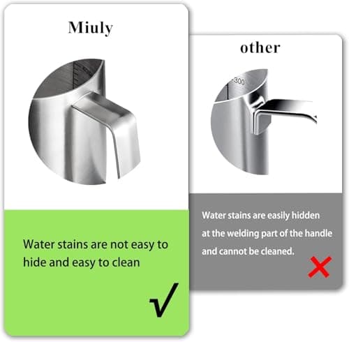 Miuly 304 Stainless Steel Milk Frothing Pitcher, 14oz Steaming Cup