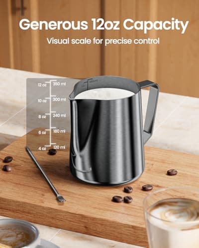 Maestri House 12oz 304 Stainless Steel Milk Frothing Pitcher for Espresso