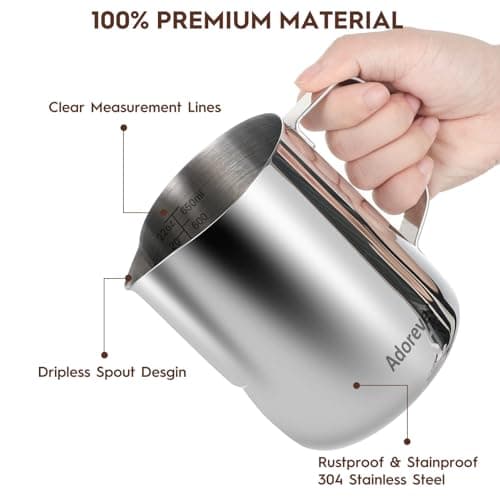 Stainless Steel 22oz Milk Frothing Pitcher for Coffee Machines, Barista Tools