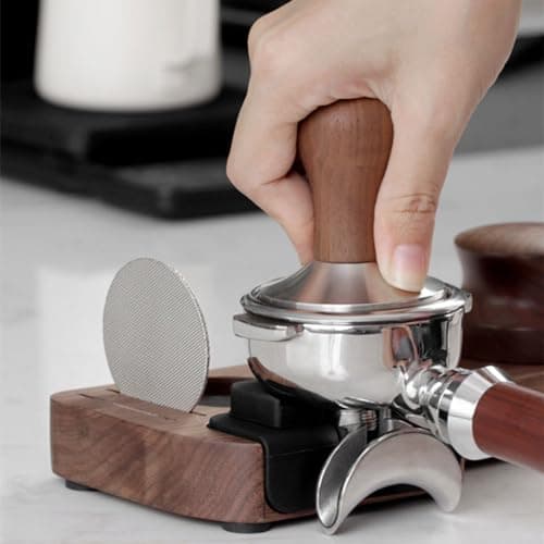 Walnut Wood Espresso Tamping Station for Baristas and Coffee Shops