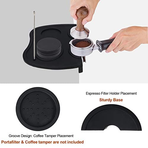 Large Black Silicone Espresso Tamping Mat, 63mm, Powder Maker for Baristas