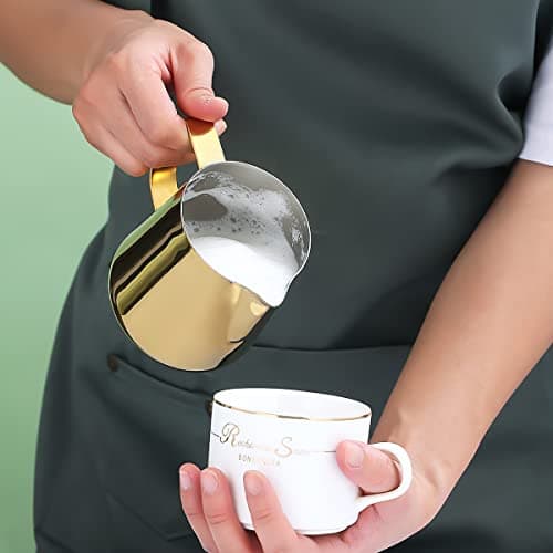 Kyraton Gold 12oz Milk Frothing Pitcher for Espresso Cappuccino Latte Art