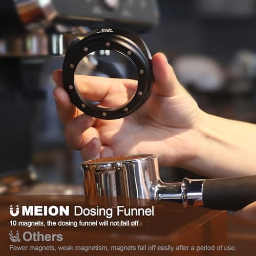 MEION 51mm Espresso Funnel & Puck Screen Set, Black
