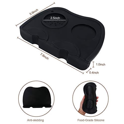 Large Black Silicone Espresso Tamping Mat, 63mm, Powder Maker for Baristas