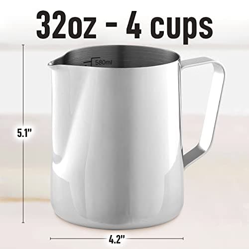 Zulay 32oz Stainless Steel Milk Frother Cup & Latte Art Pitcher
