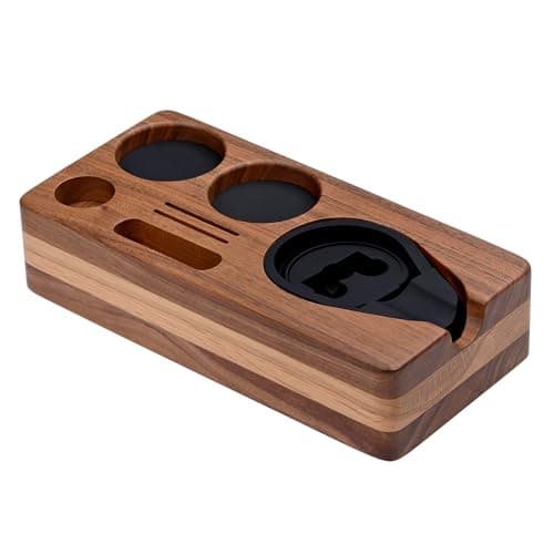 Normcore Espresso Tamping Station, Natural Walnut Base for 51mm/54mm Portafilter