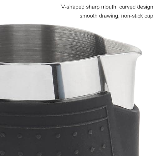 2PC 12 oz Stainless Steel Handleless Milk Pitcher with Round Spout