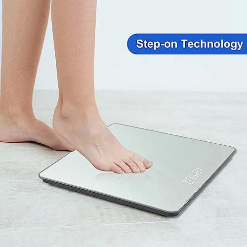 Homebuds Professional Bathroom Scale, 400lb, Crystal LED, Step-on, Silver