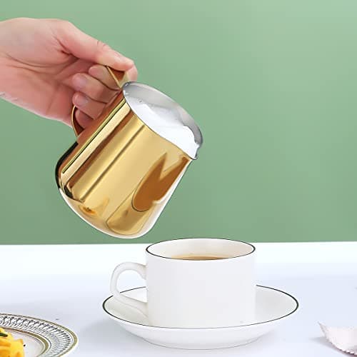 Kyraton Gold 12oz Milk Frothing Pitcher for Espresso Cappuccino Latte Art