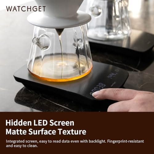 Coffee Scale with Timer, 2200g/0.1g Accurate, Digital Kitchen Scale, Black