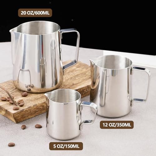 Stainless Steel Milk Frothing Pitcher for Espresso Machines (Silver, 5 OZ)