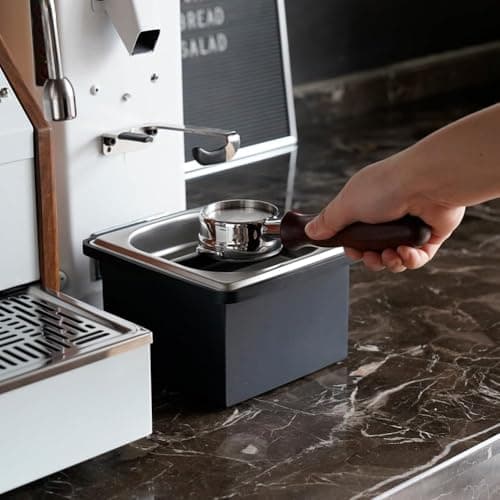 Durable Stainless Steel Espresso Coffee Grounds Container with Non-Slip Base for Home/Cafe