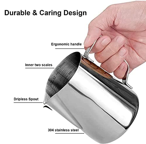 Stainless Steel 12oz/20oz Espresso Milk Frothing Pitcher for Coffee Art