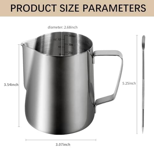 Stainless Steel 12oz Milk Frothing Pitcher for Latte Art Cappuccino