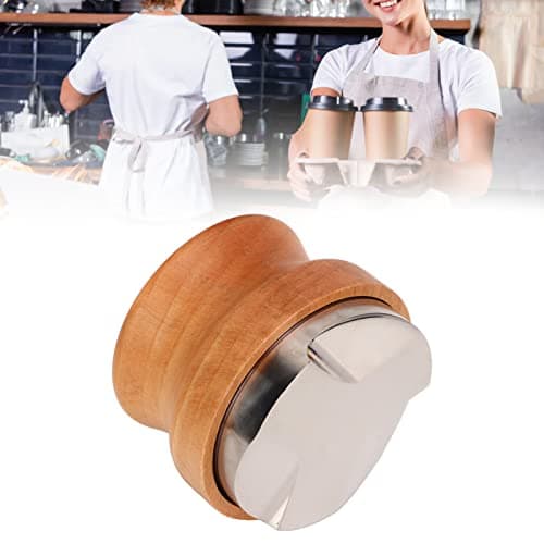 53mm Stainless Steel Tamping Tool for Espresso, Wood Handle, Aluminum Alloy Reinforced