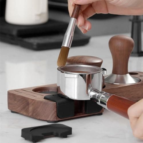 Walnut Wood Espresso Tamping Station for Baristas and Coffee Shops