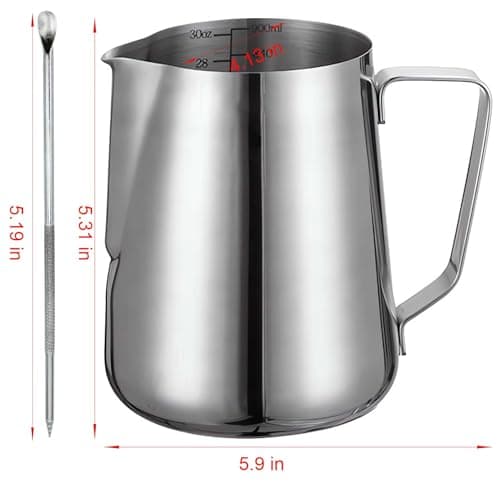 Stainless Steel 32 OZ Milk Frothing Pitcher for Espresso Machines
