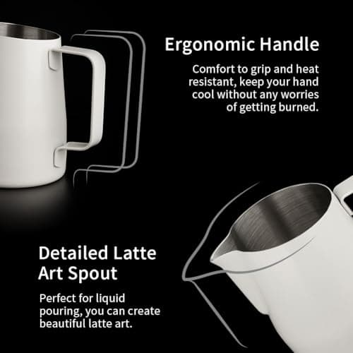 Watchget White Stainless Steel 15oz Milk Frothing Pitcher Espresso Steaming Cup