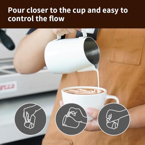 Watchget White Stainless Steel 15oz Milk Frothing Pitcher Espresso Steaming Cup