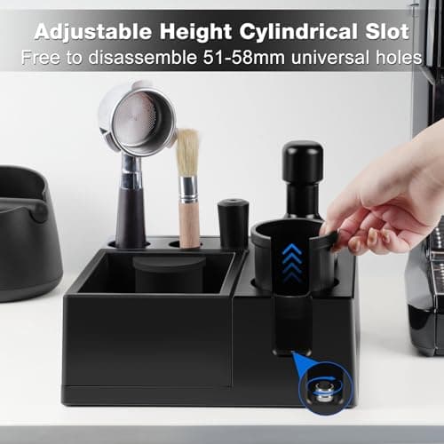 PUSEE 9-in-1 Espresso Knock Box & Tamp Station Accessories