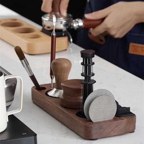 Walnut Wood Espresso Tamping Station for Baristas and Coffee Shops