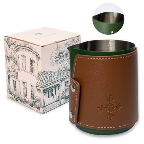 Premium Stainless Steel Handleless 14oz Milk Frothing Pitcher - Barista Gift Box - Green