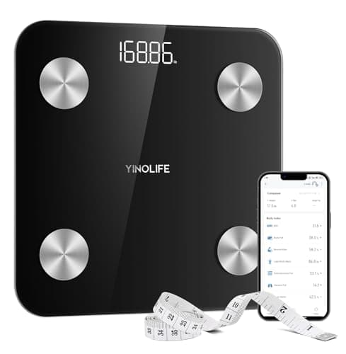 Digital Smart Bathroom Scale with BMI, Body Fat & Muscle Mass, 20 Measurements, 10.2" Compact, 400lb, Black