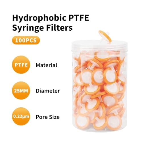 Syringe Filter for Espresso, PTFE Membrane 0.45um, 100PCS Orange