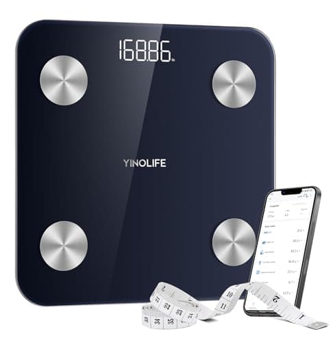 Digital Smart Bathroom Scale with BMI, Body Fat & Muscle Mass, 20 Measurements, 10.2" Compact, 400lb, Black