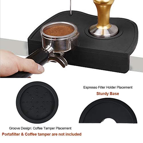 BooTaa Food Safe Silicone Espresso Tamper Mat Anti-Slip Soft Odorless Holder Pad Black