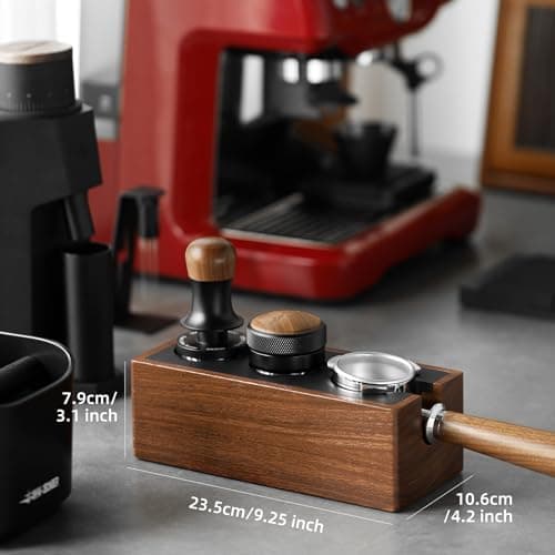 CH5529-OS Walnut Espresso Tamping Station with Magnetic Drawer for 51mm, 54mm, 8mm Tamper Accessories