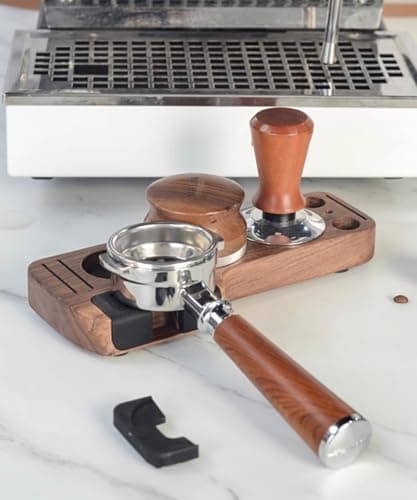 Walnut Wood Espresso Tamping Station for Baristas and Coffee Shops