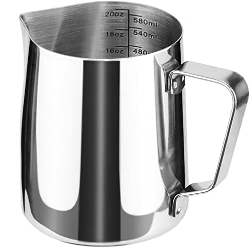 Stainless Steel Milk Frother Pitcher for Cappuccino and Latte Art (20 Ounce)