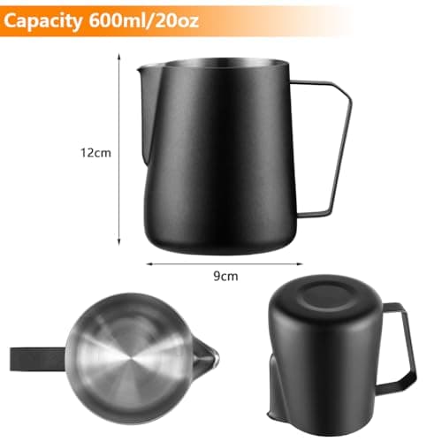 Black Stainless Steel Milk Frothing Pitcher 20oz