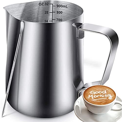 Stainless Steel Milk Frother Pitcher for Cappuccino and Latte Art (20 Ounce)