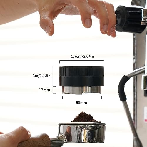 58mm Espresso Gravity Distributor, Adjustable Height Leveler, Black