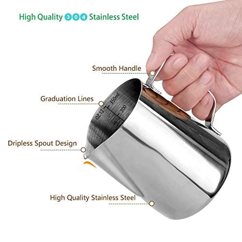 Stainless Steel Milk Frothing Cup for Coffee Steaming 12oz