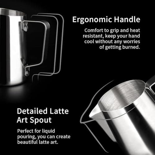 watchget Stainless Steel 15oz Frothing Pitcher for Espresso Machines Silver