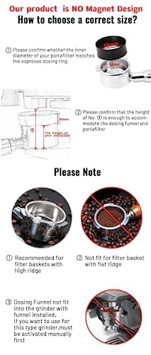 58mm Espresso Dosing Funnel, Black Aluminum Alloy Portafilter Replacement