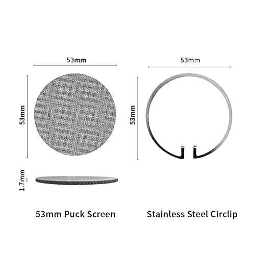 53mm Espresso Puck Screen and Circlip Kit for 9Barista Machine, Reusable 1.7mm Stainless Steel