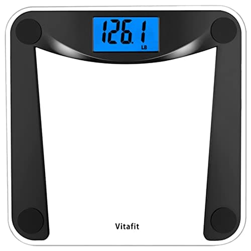 Vitafit Digital Bathroom Scale - High Accuracy, 400lb Capacity, Clear Glass Display