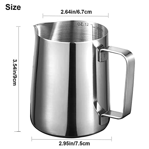 Stainless Steel 12oz/20oz Espresso Milk Frothing Pitcher for Coffee Art